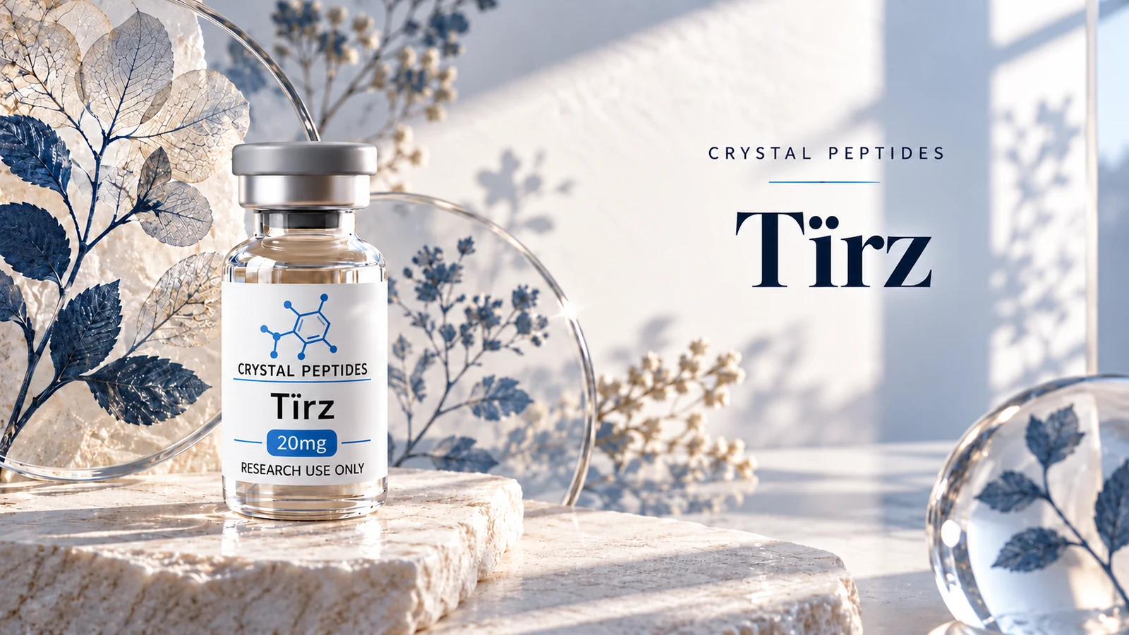 Uredniška ilustracija izdelka: Tïrz — Crystal Peptides.