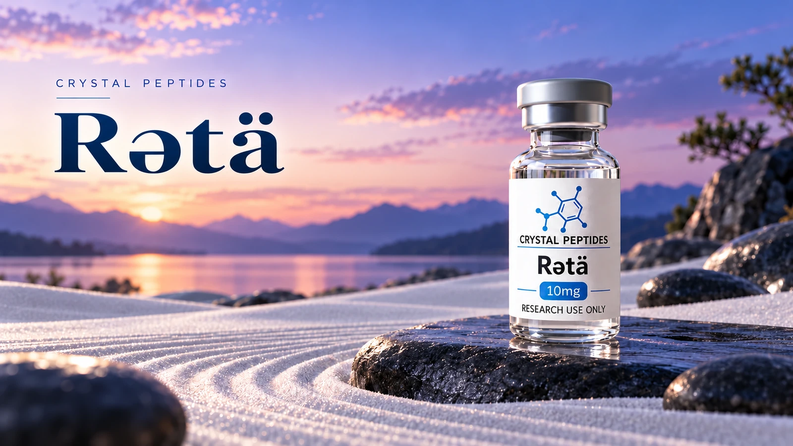 Uredniška ilustracija izdelka: Rətä — Crystal Peptides.